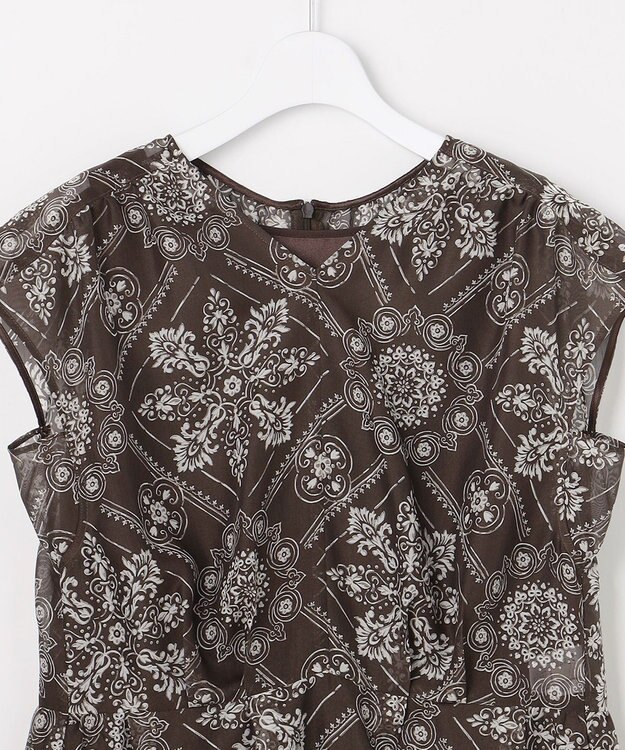 自由区 ロータスタイルプリント ワンピース ブラウン