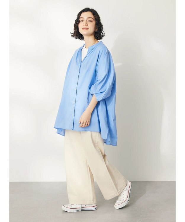 CRAFT STANDARD BOUTIQUE インド綿スキッパーチュニック Sax