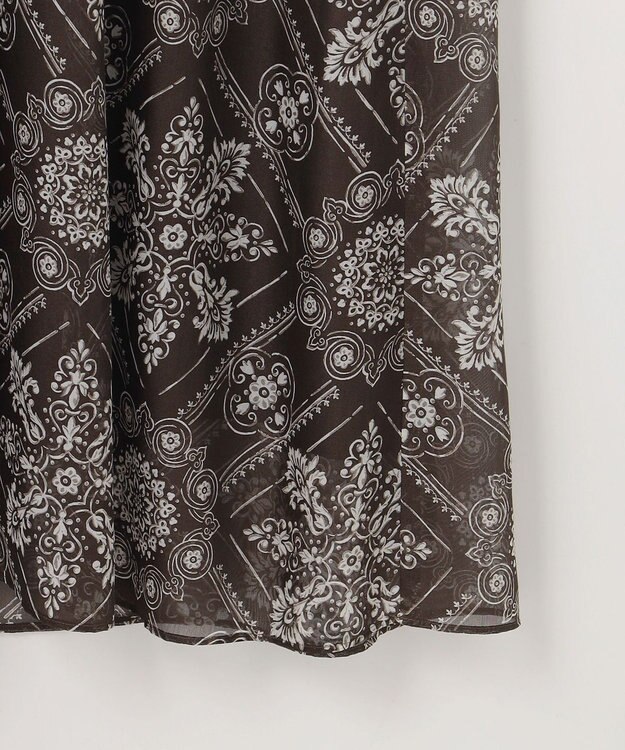 自由区 ロータスタイルプリント ワンピース ブラウン