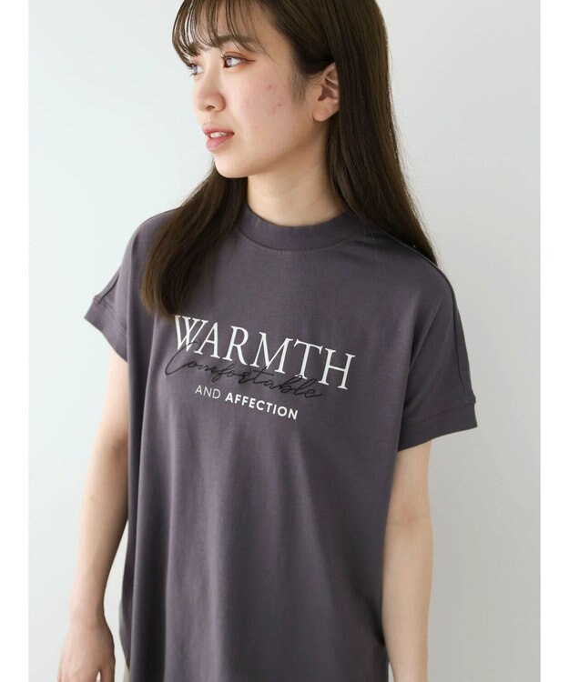 Green Parks フレンチスリーブ筆記体刺繍ロゴプルオーバー Charcoal Gray