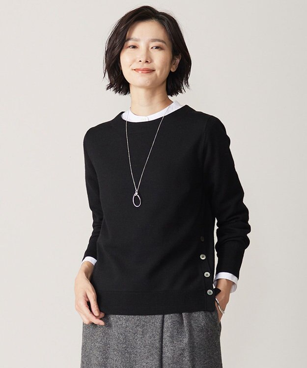 J.PRESS LADIES CLEAR LIGHT WOOL ボートネック ニット ブラック系