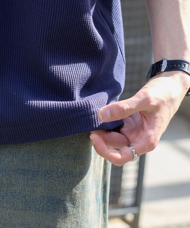 WEGO 【ユニセックス着用ITEM/MLサイズ展開】ワッフルラグランT（SS） ネイビー