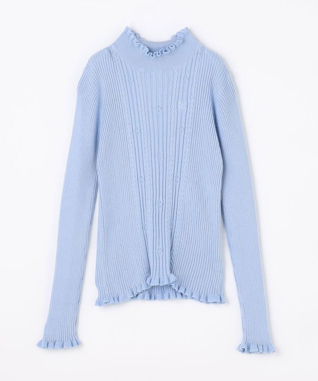 組曲 KIDS 【150-160㎝】フラワードット リブニット サックスブルー