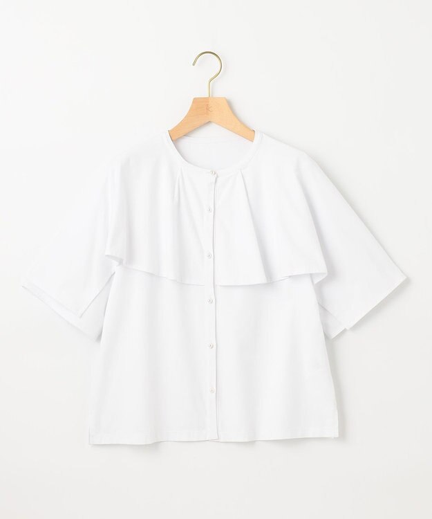 組曲 S 【洗える】ブラウスライクジャージーポンチョライク カットソー アイボリー系