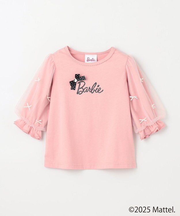 ANY KIDS 【Barbie(TM)】リボン 七分袖Tシャツ ピンク