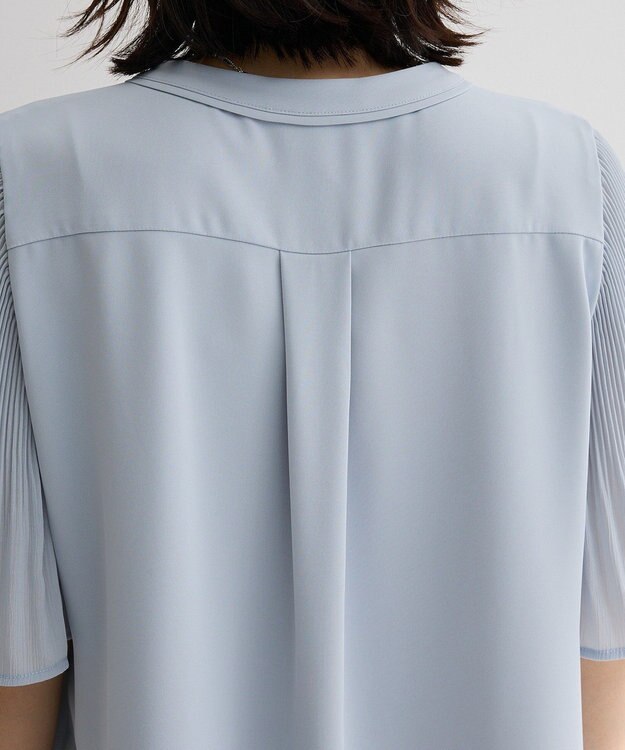 Green Parks 袖プリーツブラウス Blue Gray