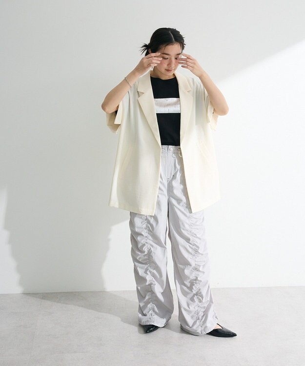 Green Parks ・ＳＵＧＡＲ　ＳＰＯＯＮ　配色ｓｔギャザーパンツ Gray