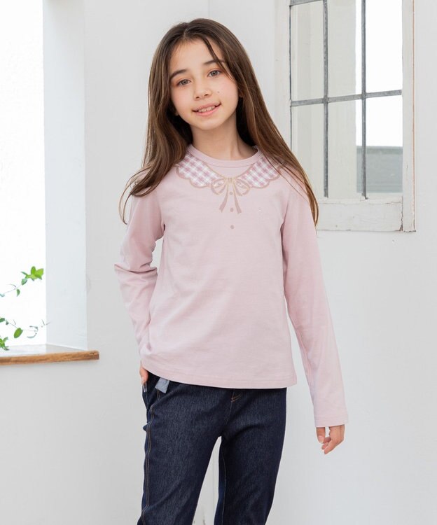 組曲 KIDS 【110-140㎝】トロンプルイユロン Tシャツ ピンク