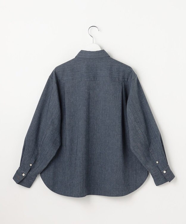 自由区 L 【セットアップ対応】ソフトリネンダンガリー シャツ ネイビー