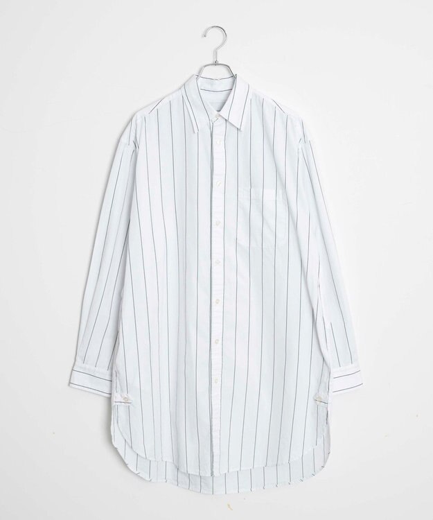 WEGO ストライプロングシャツ ホワイトストライプ