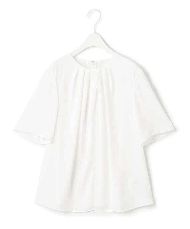 ICB 【洗える】ソフトジョーゼット　ランダムタックブラウス オフホワイト系