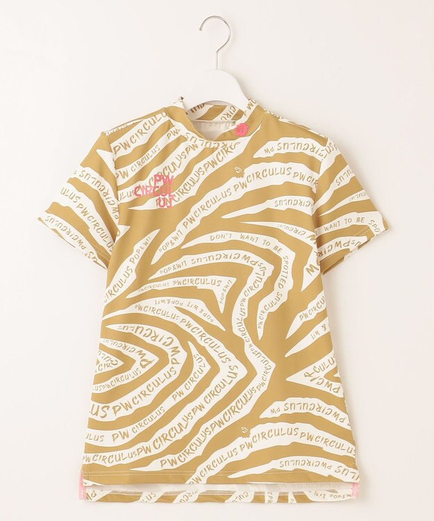 PW CIRCULUS 【UVカット / 吸水速乾 / 伸縮性抜群】【WOMEN】ゼブラ柄モック T ゴルフウェア レディース ベージュ系5