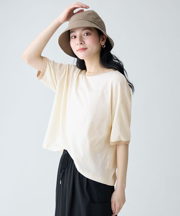 ANY リンガーTシャツ エクリュ×ベージュ