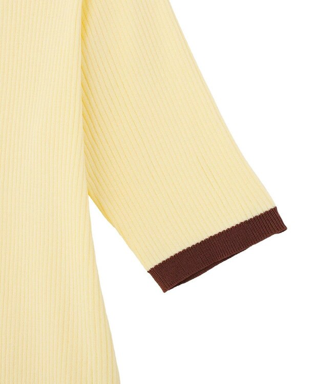earth music&ecology ヘンリーネック半袖ニットプルオーバー Yellow