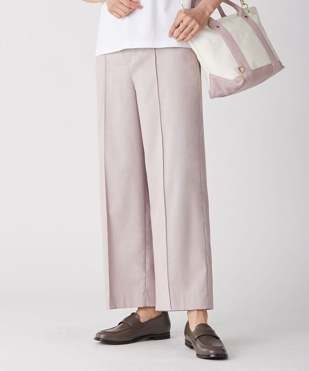 J.PRESS LADIES 【洗える】T/Rシャークスキン セミワイド パンツ ピンク系