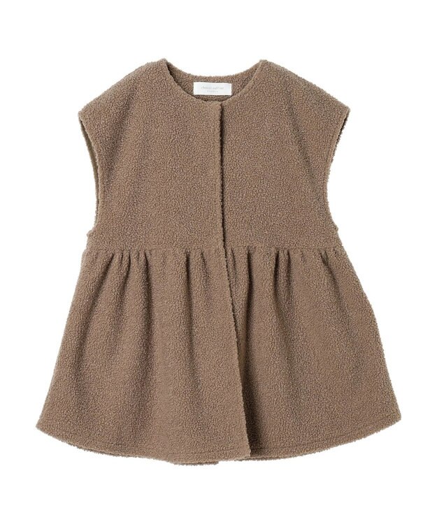 Green Parks フレア裏付きボアベスト Gray Beige