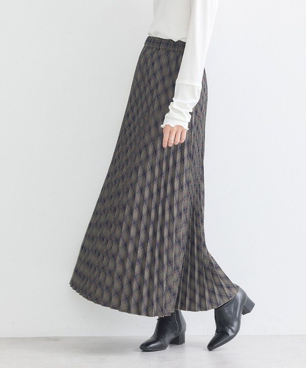earth music&ecology すきな丈Ｔ／Ｒプリーツスカート Check Brown