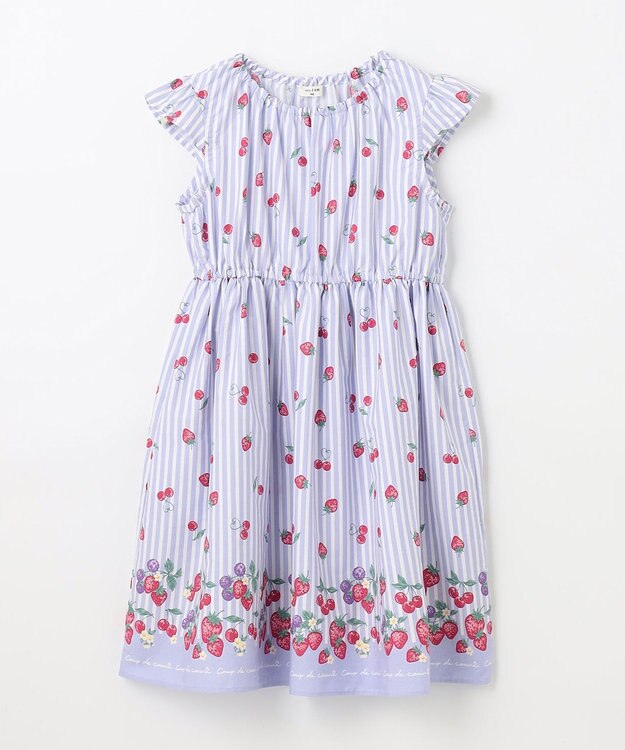 ANY KIDS 【WEB限定柄有】総柄 サマー ワンピース サックスブルー系イチゴ