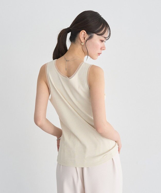 earth music&ecology エッジチュールラメテレコタンクトップ Ivory