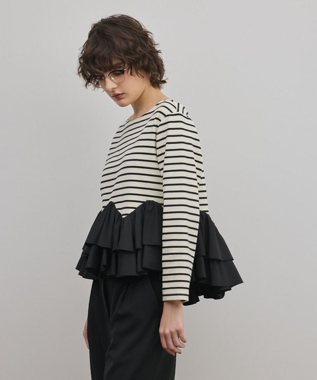 GRACE CONTINENTAL タフタフリルカットトップ バイカラー