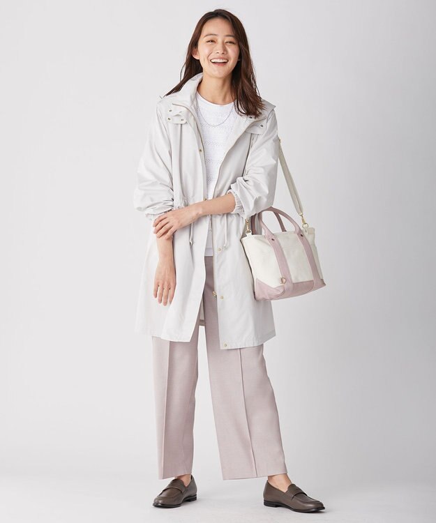 J.PRESS LADIES 【洗える】T/Rシャークスキン セミワイド パンツ ピンク系