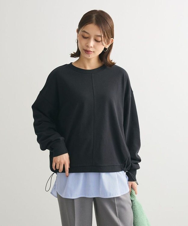 Green Parks ドロストミニ裏毛プルオーバー Black