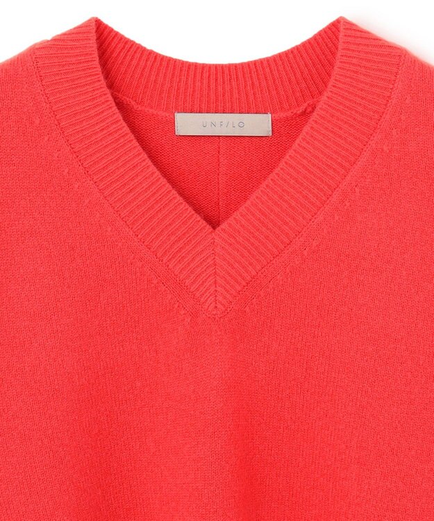 UNFILO ウールカシミヤ Vネックニット オレンジ