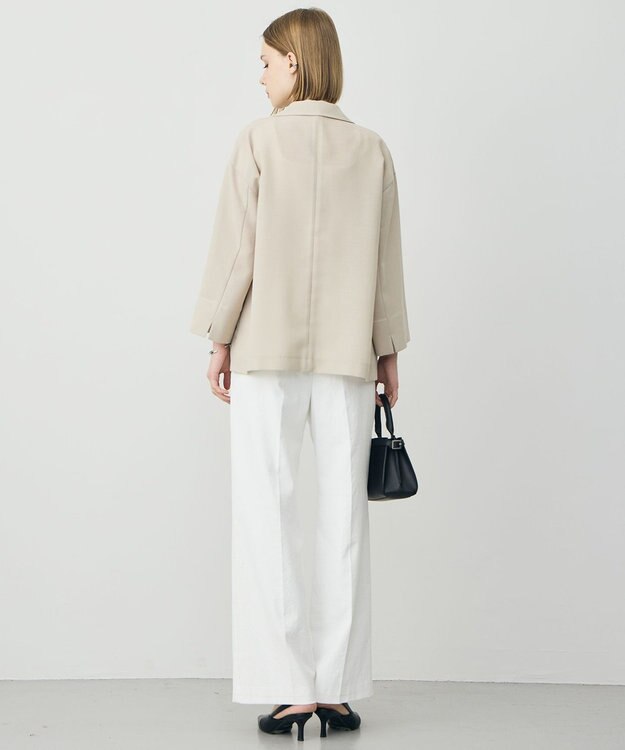 ICB L ドライアセテートスラブ 8分袖ジャケット サンドベージュ