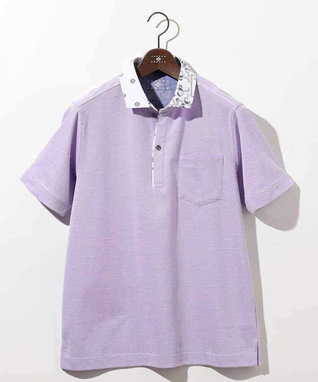 JOSEPH ABBOUD 【愛されて20年！オーガニックコットン使用】 バンダナプリント ダディ ポロシャツ ライラック系