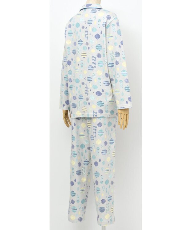 Wing パジャマ 長袖 長ズボン 綿100％ スムース素材 すっきりとしたシルエット 伸縮性のある生地 シャツタイプ レディース EP5061 ウイング／ワコール グレー