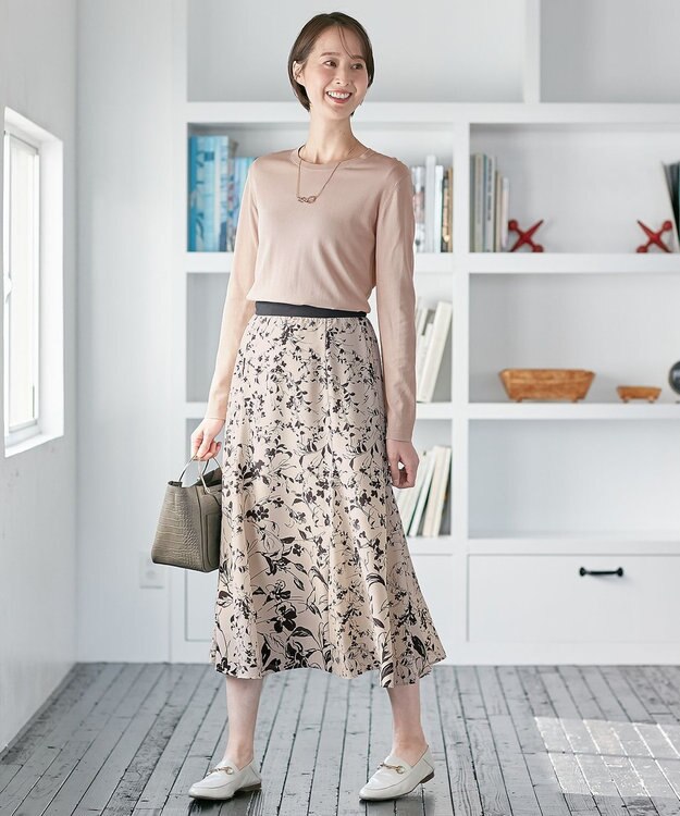 自由区 【XSサイズ～/洗える】レーヨンストレッチ プルオーバーニット ピンク系