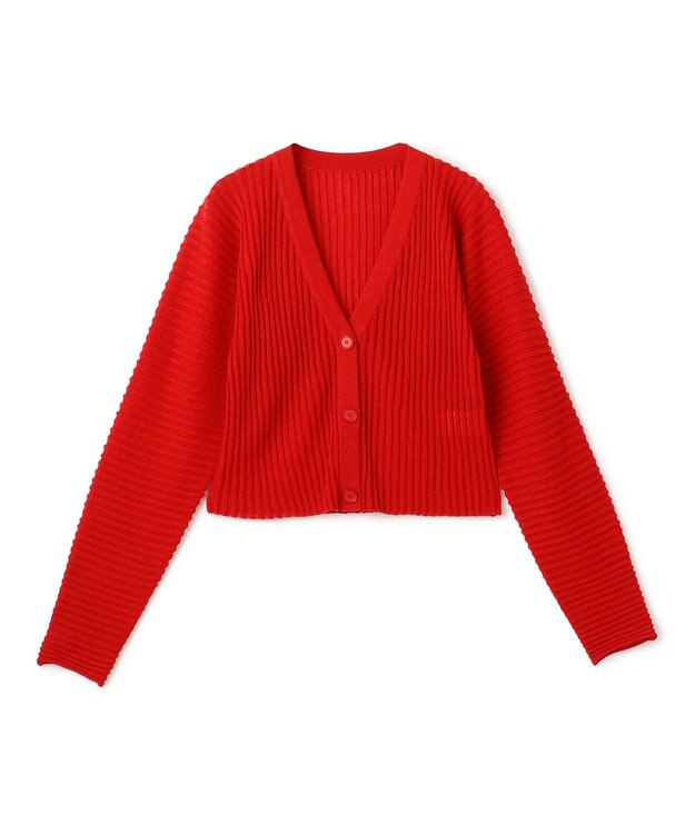 uncrave シアーストライプニット ドルマンカーディガン レッド