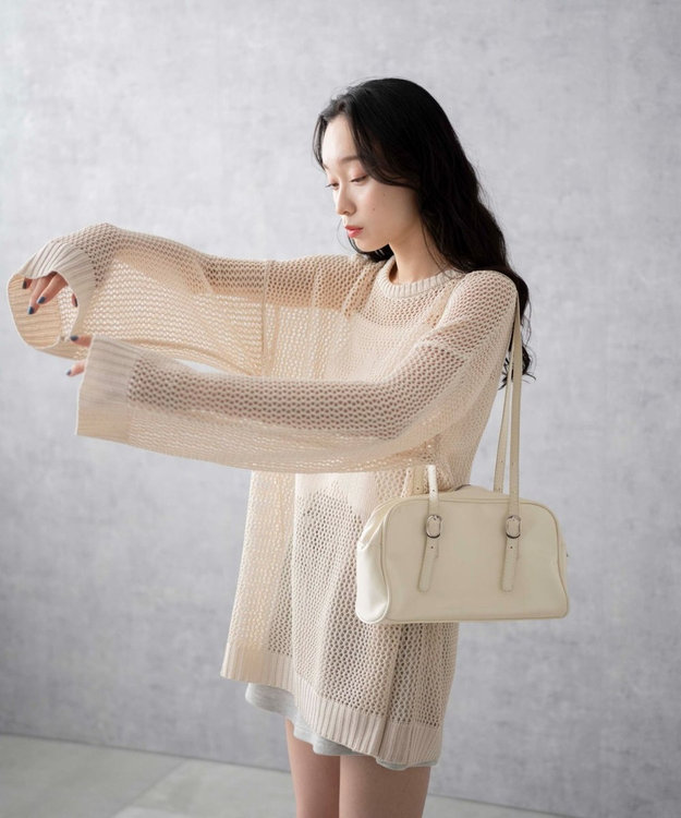 WEGO スターメッシュニットプルオーバー ホワイトアイボリー