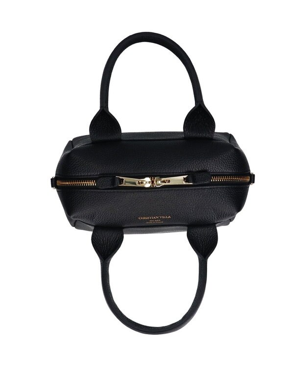 INTER-CHAUSSURES 【CHRISTIAN VILLA】ベーシックレザーハンドバッグ ブラック