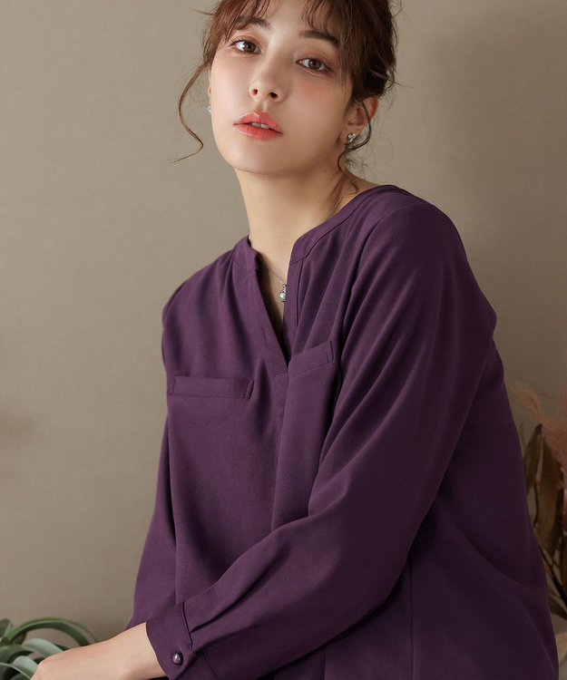 Tiaclasse L 【洗える】スエード調チュニック パープル