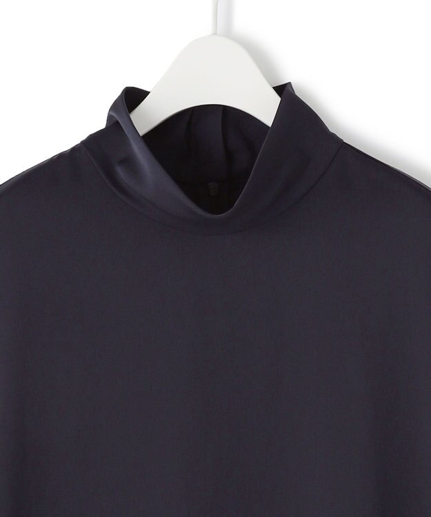 ICB L 【WEB＆一部店舗限定】LightVintageSatin ハイネックワンピース ネイビー系
