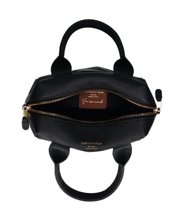 INTER-CHAUSSURES 【CHRISTIAN VILLA】ベーシックレザーハンドバッグ ブラック
