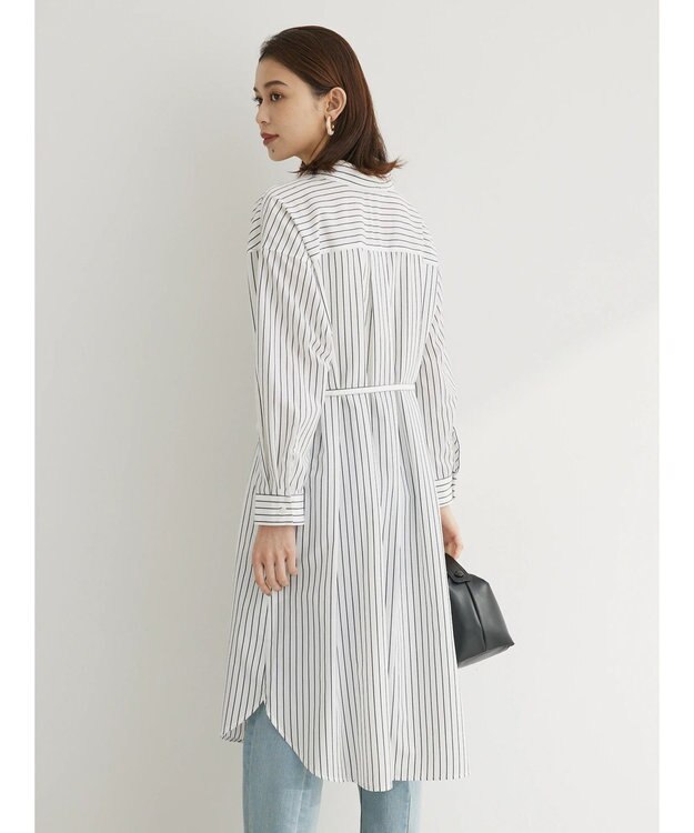 Green Parks ミドル丈シャツワンピース Navy