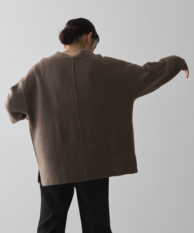 AMERICAN HOLIC カーブネックニットプルオーバー Mocha