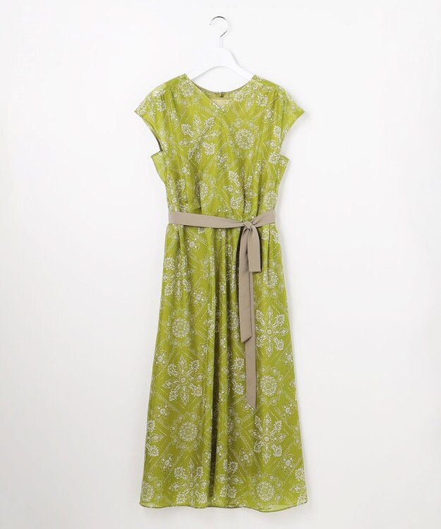 自由区 ロータスタイルプリント ワンピース ピスタチオ