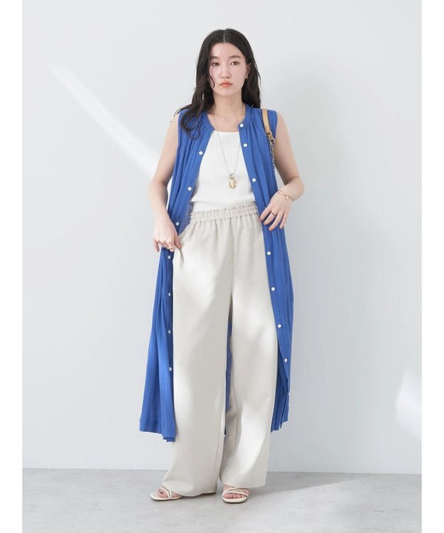 earth music&ecology ノースリーブギャザーワンピース Blue