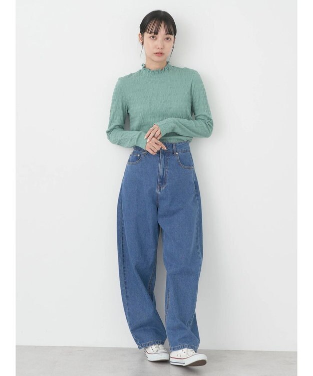 earth music&ecology シャーリングハイネックプルオーバー Mint