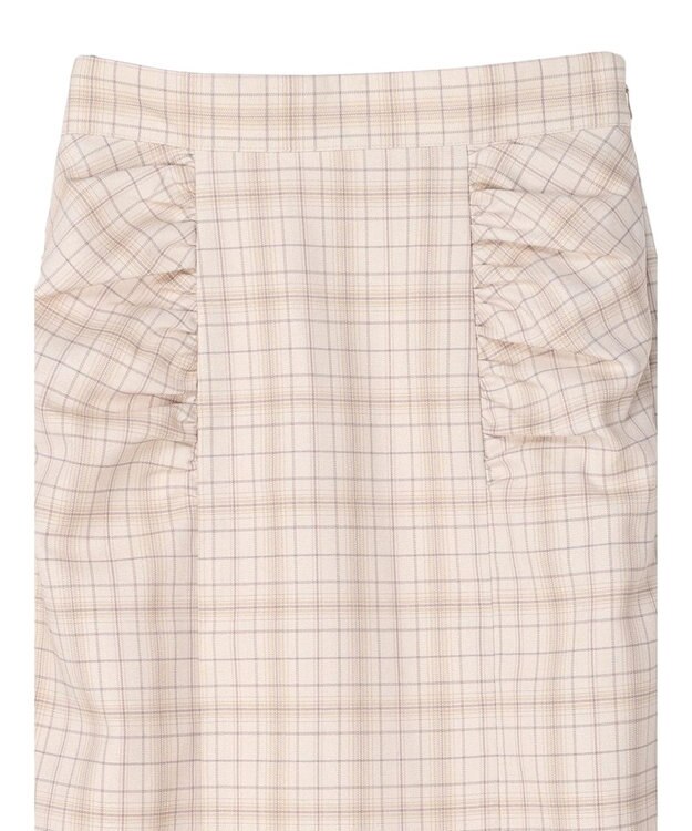 earth music&ecology ギャザーナロースカート Check Beige