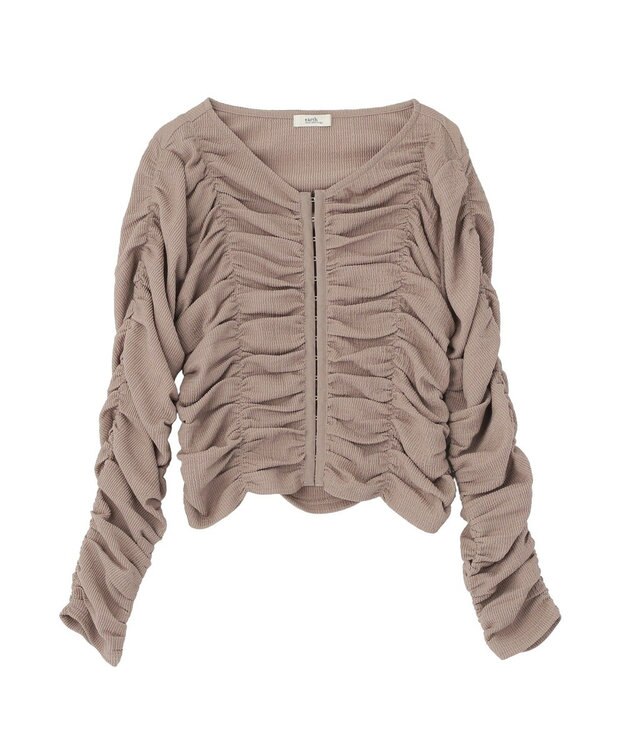 earth music&ecology フロントホックシャーリングトップス Mocha