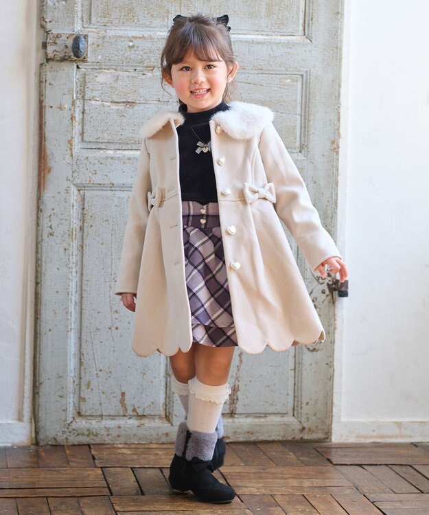 ANY KIDS シャギーチェックスカート ブラック系