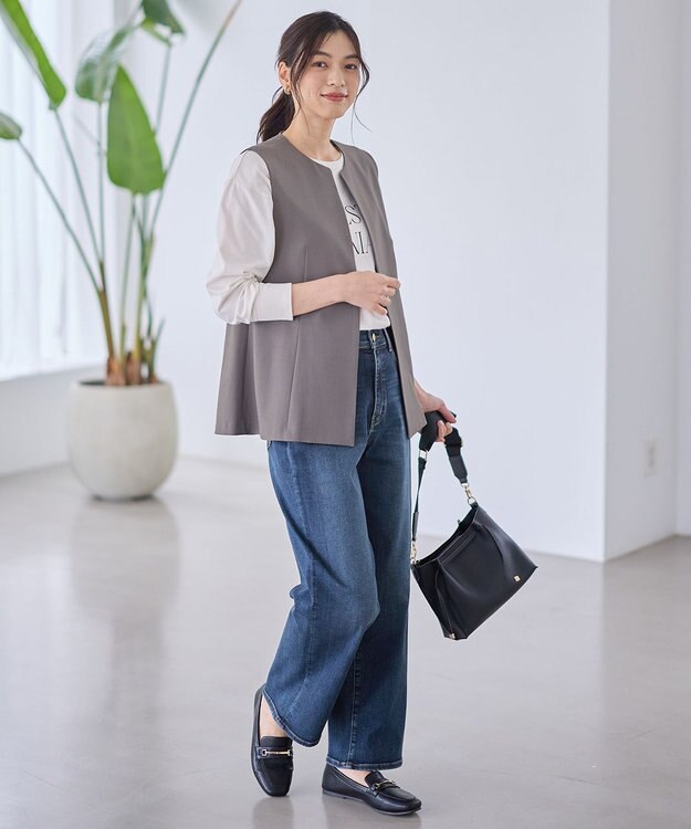 ANY L 【3SET】きちんと見え3点コーデセット（ブラウス＋ジレ＋パンツ） 杢グレー