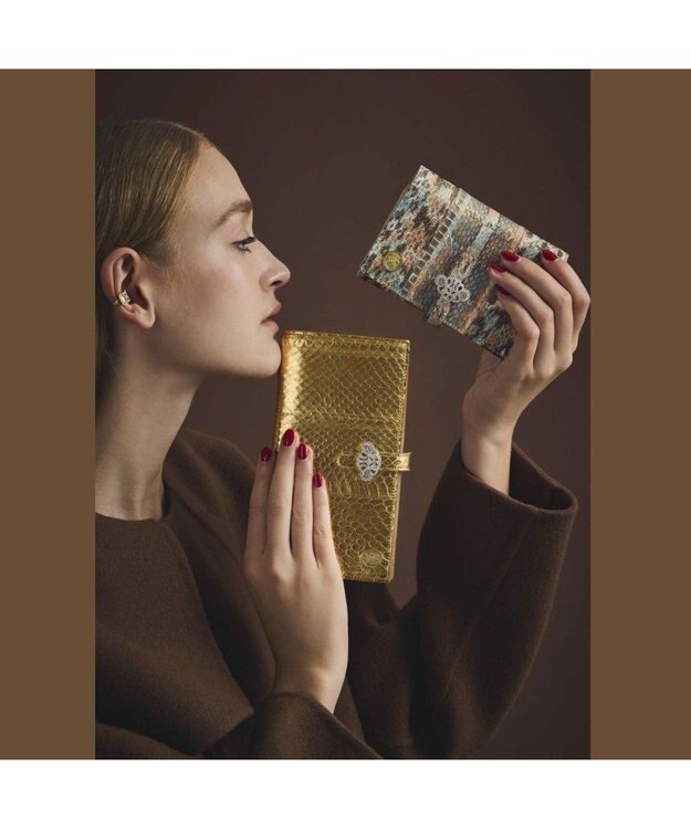 A.D.M.J. 【スネークレザー】アールデコモチーフロングウォレット ターコイズ