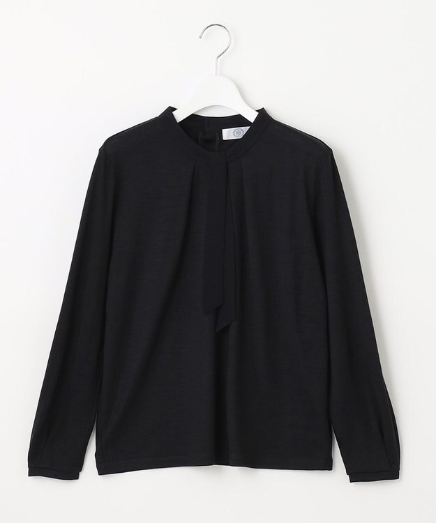 J.PRESS LADIES ウォッシャブルウールジャージー ボウタイ カットソー ネイビー系