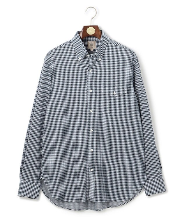 J.PRESS MEN 【KING SIZE】ギンガムチェック コットンネルジャージシャツ ネイビー系3