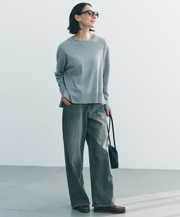 UNFILO 【UNFILO DENIM/新色追加】撥水ストレッチ ルーズワイドデニム アッシュグレー